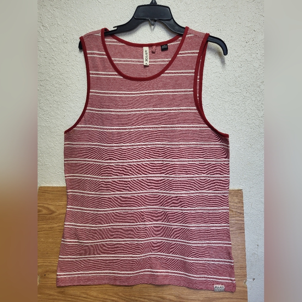 Summer Tank Top Striped Cranberry/Cream Men Size XL